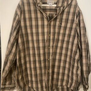 Carhartt Brown Plaid Casual Button Down Shirt